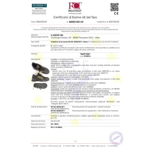 Scarpe antinfortunistiche leggere con puntale Airtoe® Aluminium Matt S3 SRC CI ESD giallo-nere U-Power N° 44 RV20014-44